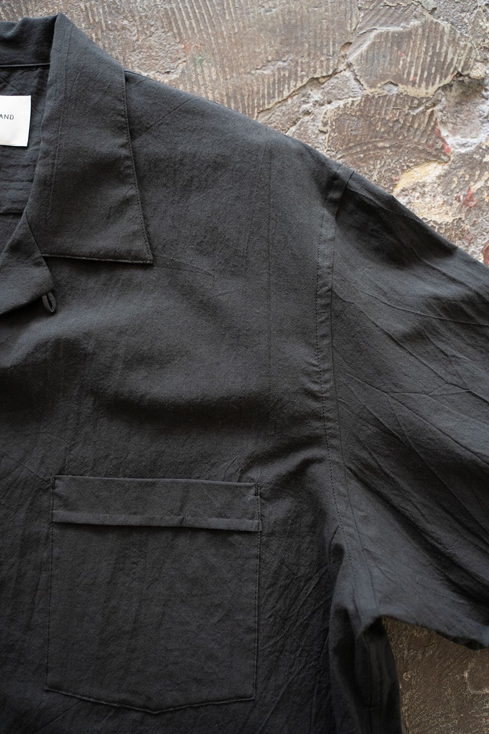 【ラスト1点】【25SS】コットンシルクオープンカラーシャツ(BLACK)