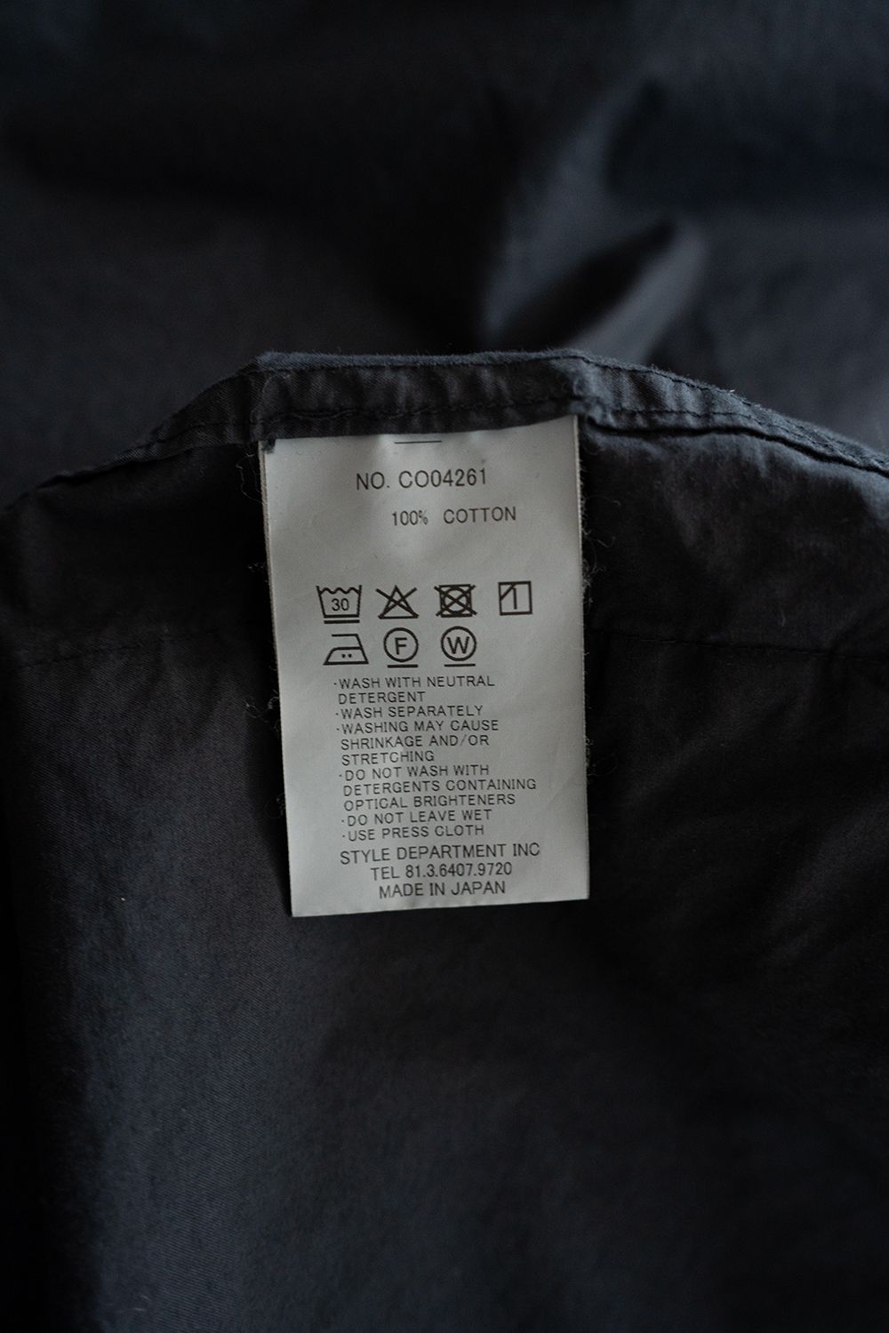 【26SS】ガーメントダイステンカラーハーフコート(BLACK NAVY)