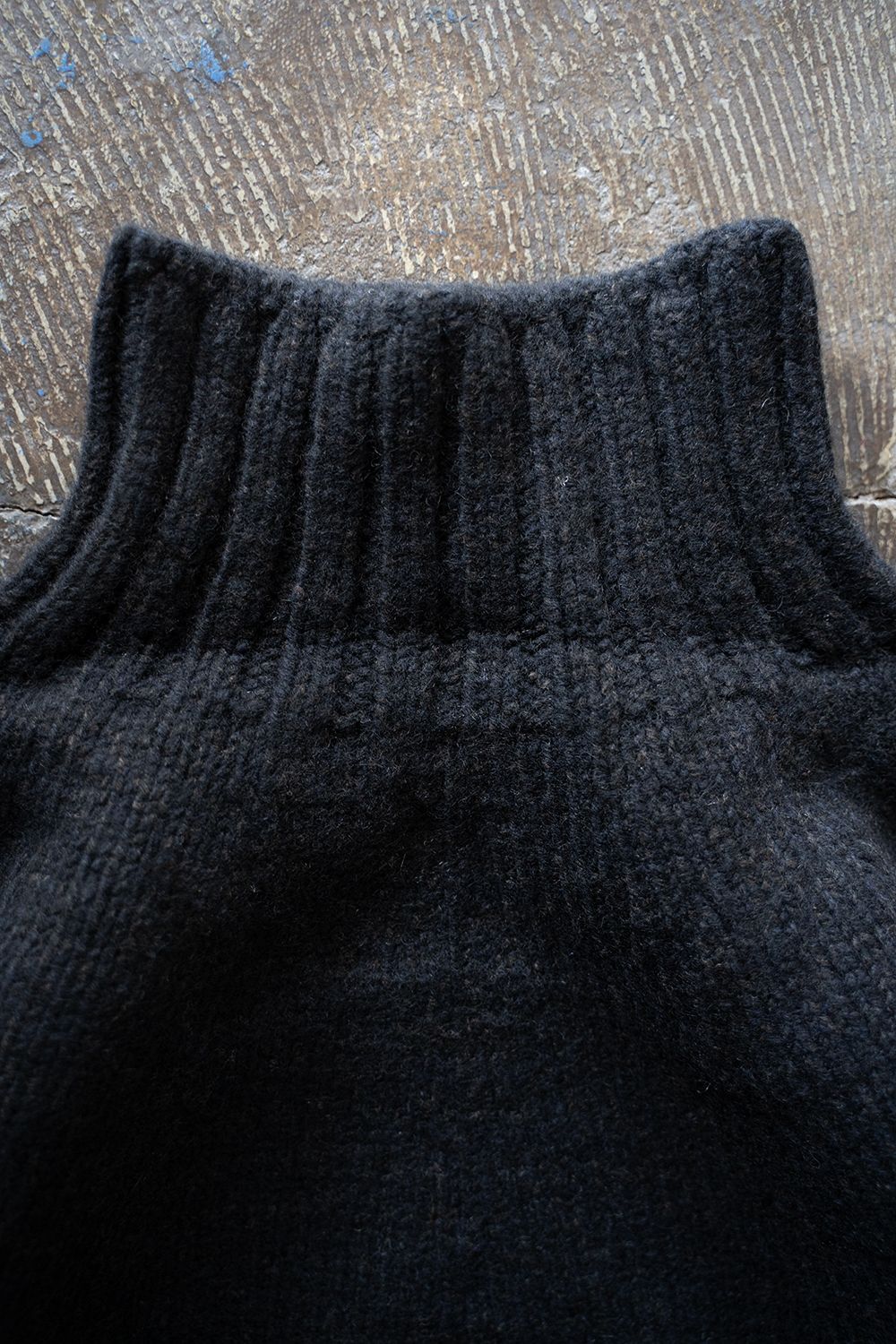 yak/lambs multi ply HAND KNITTING yoke top turtle neck sweater(DARK NAVY)
