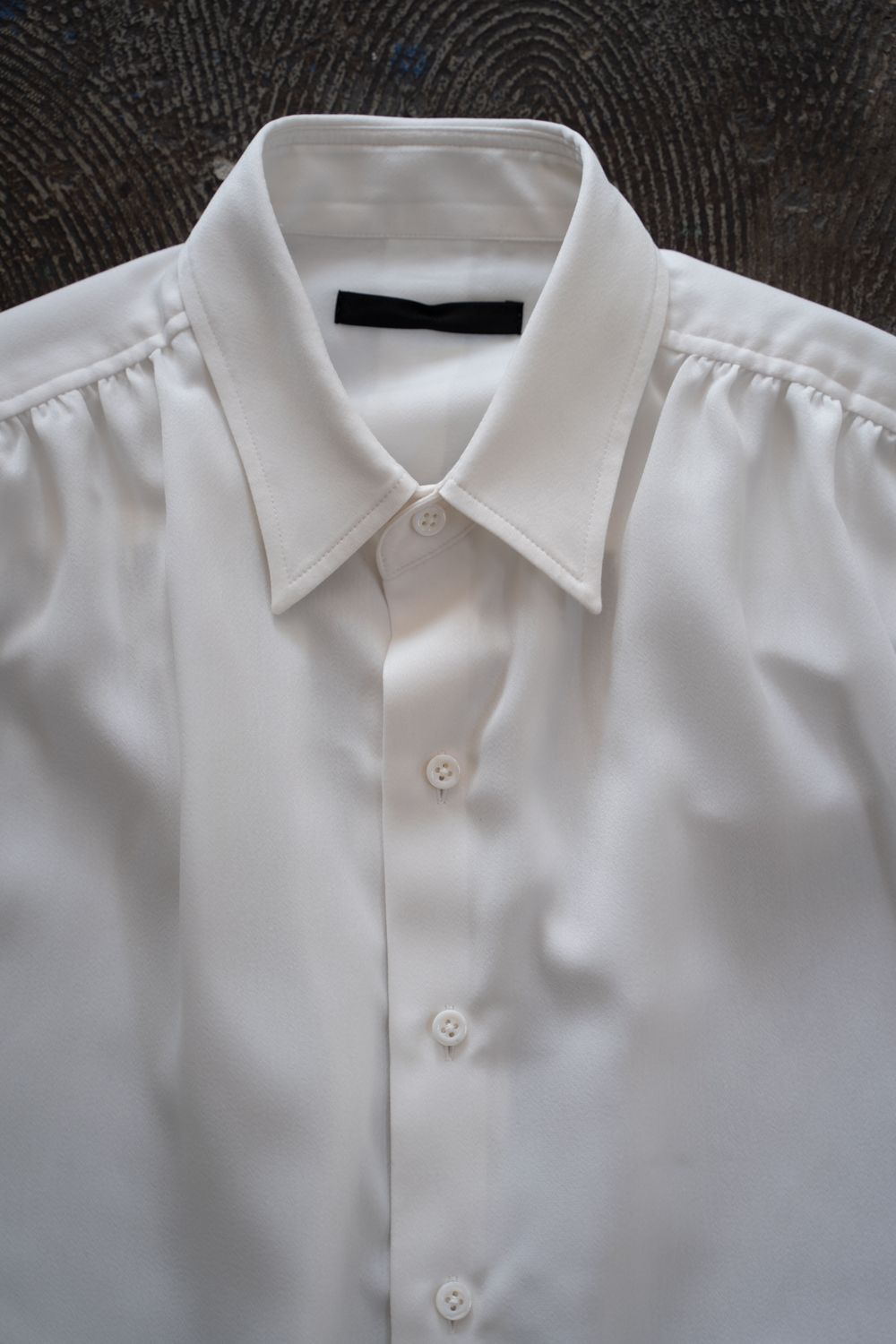 【ラスト1点】【26AW】Hush Gather L/S Shirt/ハッシュギャザーロングスリーブシャツ(WHITE)