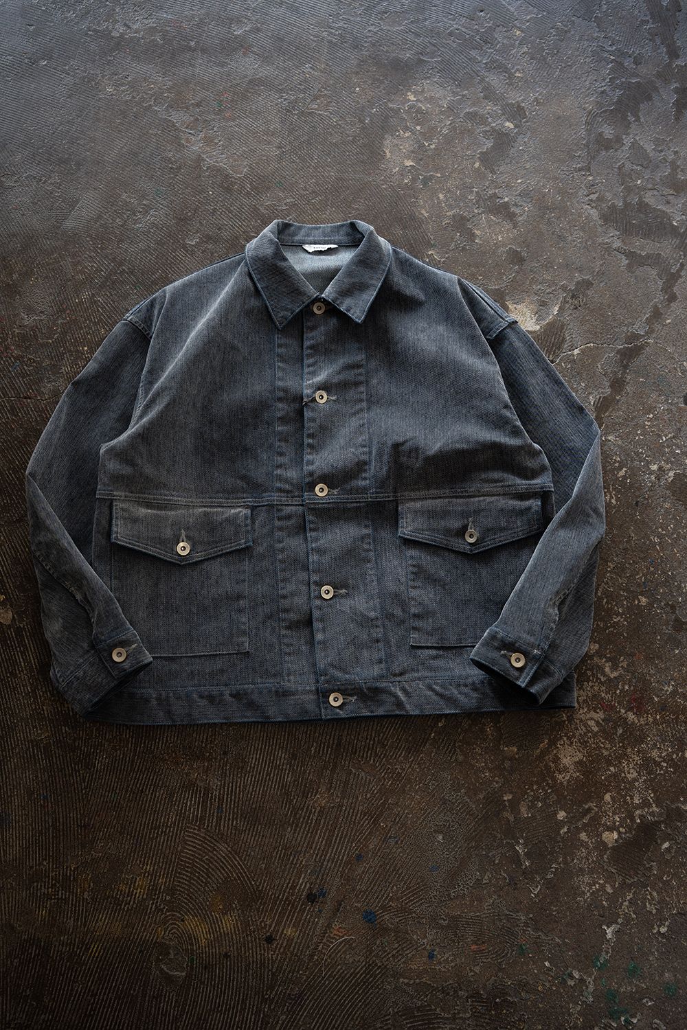 【26AW】Washed Flocked Denim Jacket(FADED GRAY)