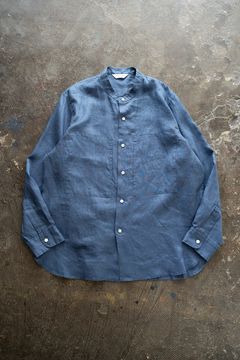 【ラスト1点】【24SS】リネンバンドカラーシャツ(BLUE)