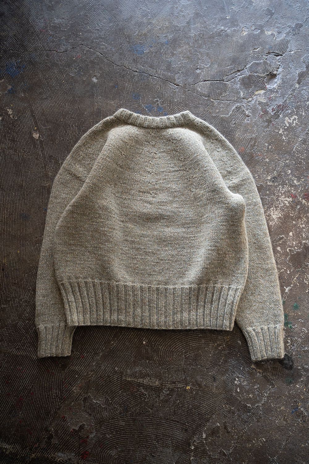 yak/lambs multi ply HAND KNITTING yoke top crew neck sweater(FOG)