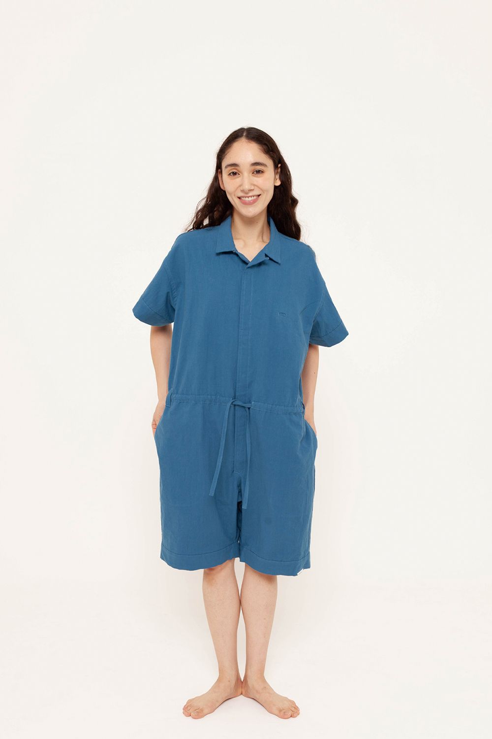 【26SS】"joint(short)"pajama【オールインワン】(washed light cotton BLUE)