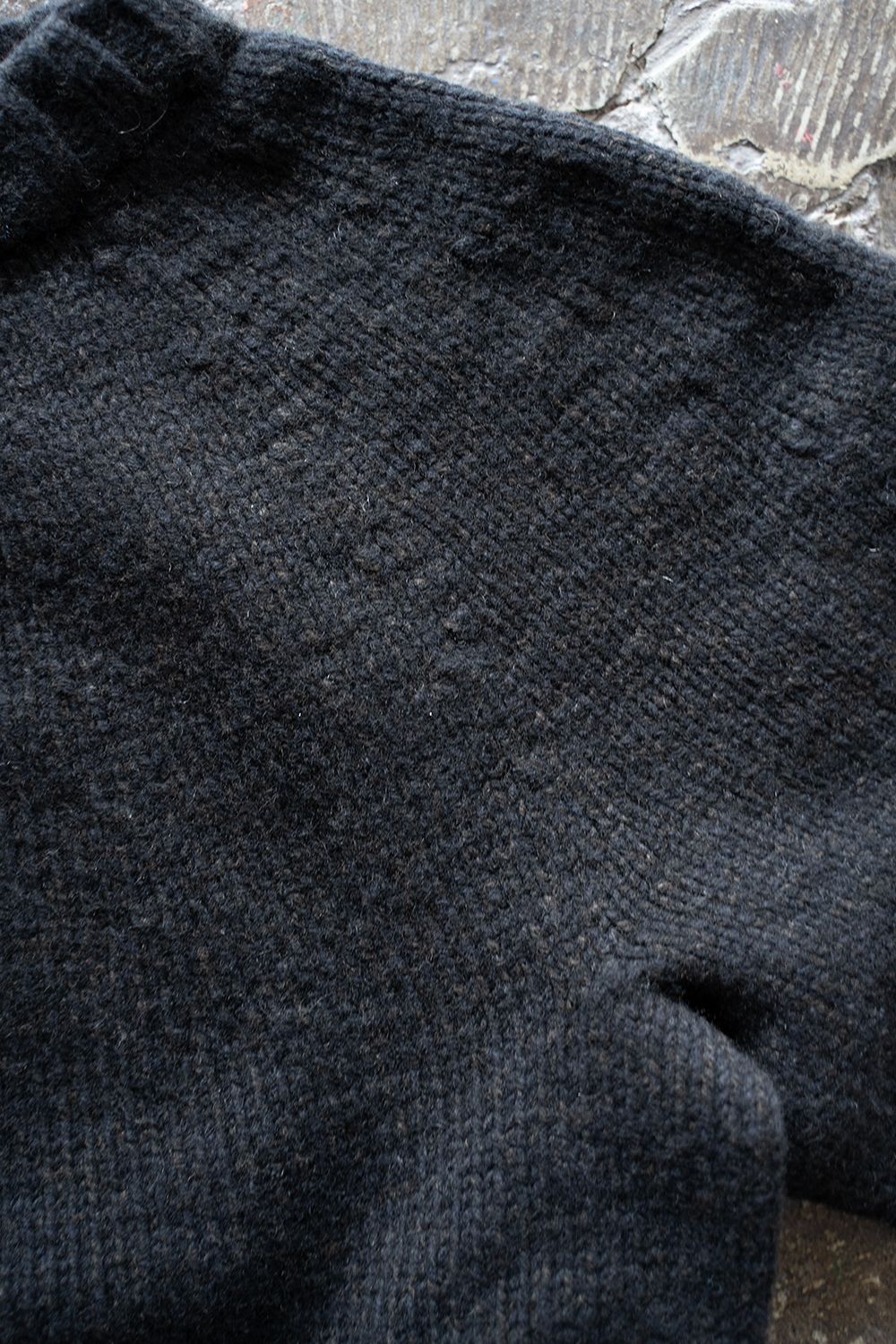 yak/lambs multi ply HAND KNITTING yoke top crew neck sweater(DARK NAVY)