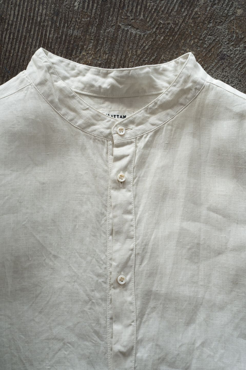 大麻シャツ 3(ベンガラ白)