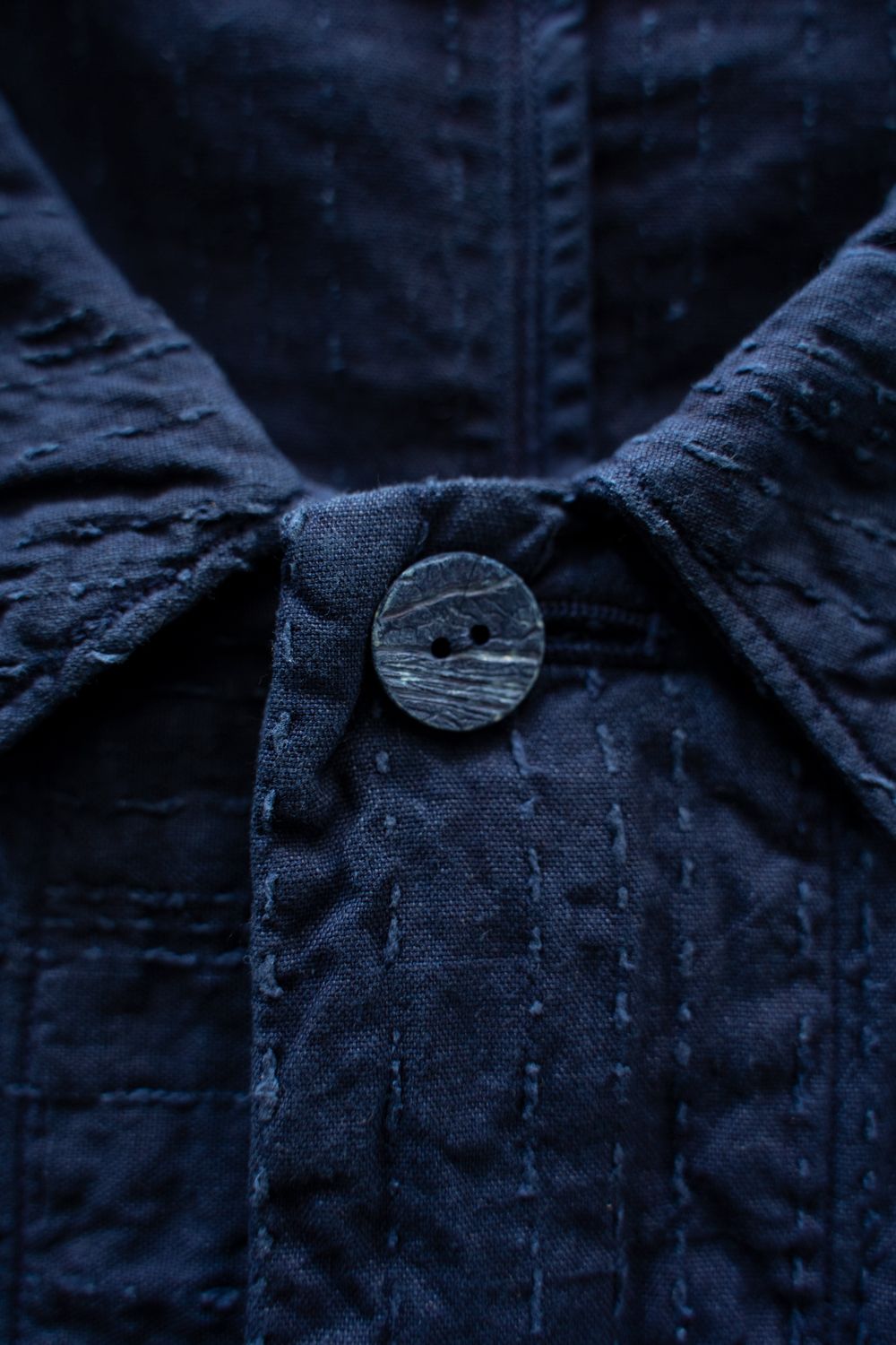 薄手刺し子織ジャケット(藍(濃))