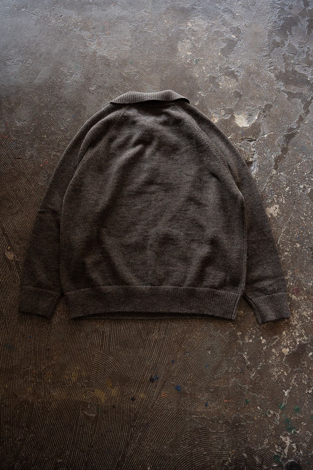 【26AW】モヘア混10Gニットポロ(ASH BROWN)