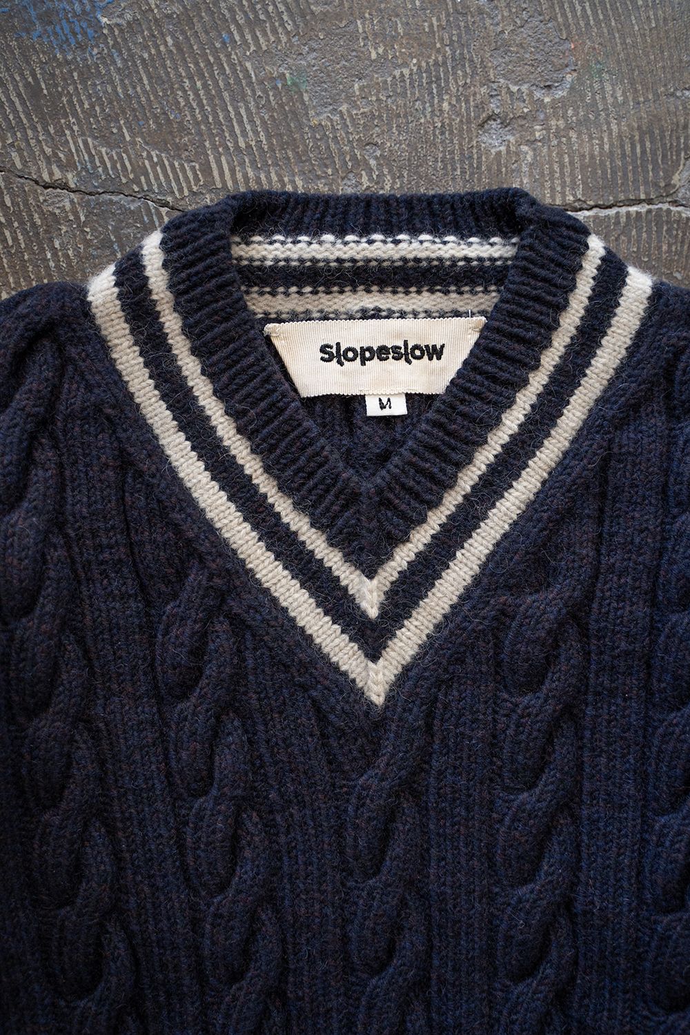 【ラスト1点】camel/cashmere HAND KNITTING cricket sweater(NAVY)