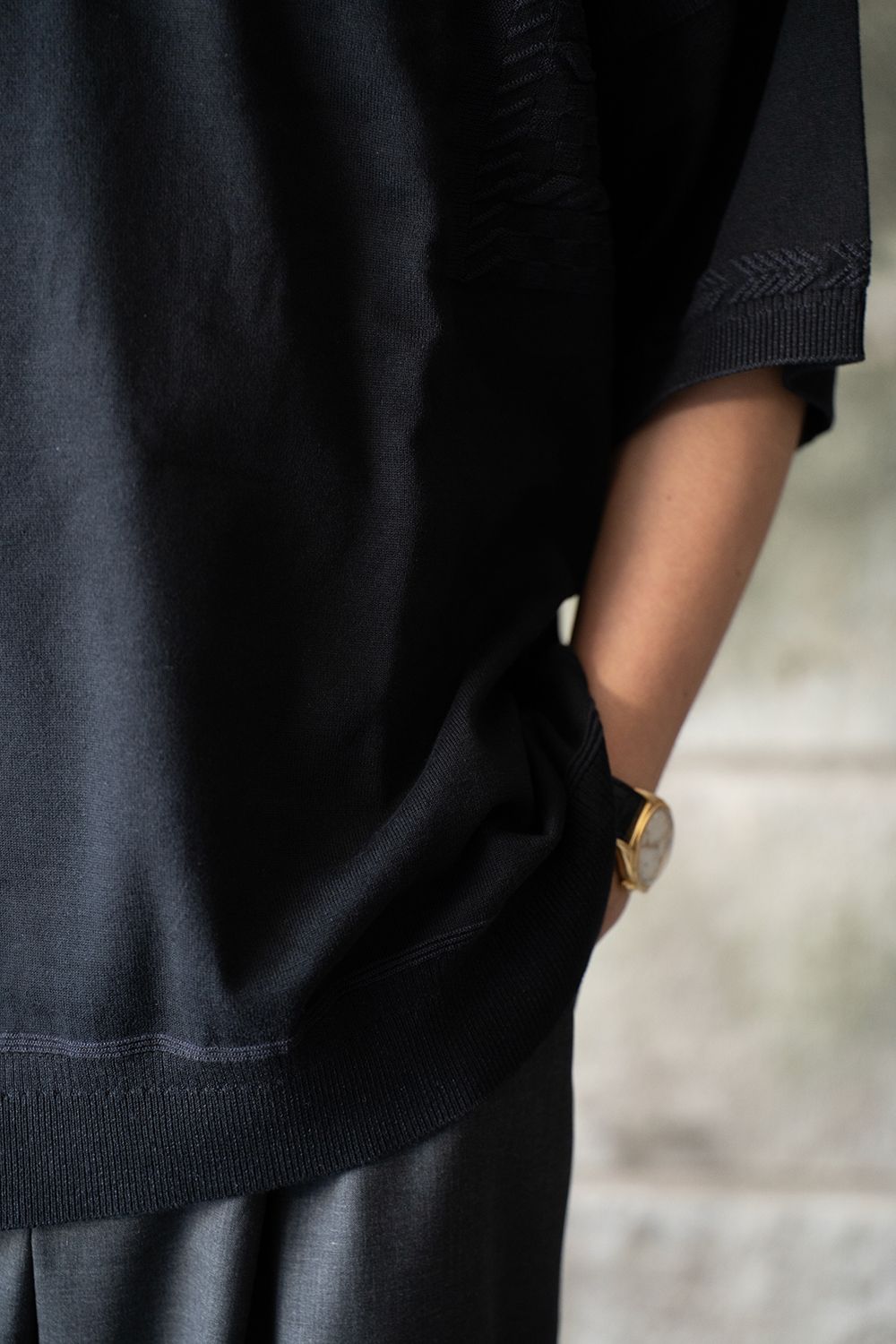 【ラスト1点】【24SS】Hazakura Knit Polo(BLACK)