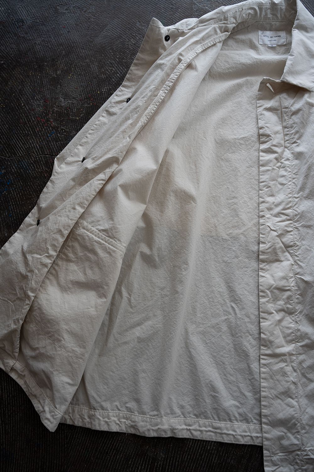 【26SS】ガーメントダイステンカラーハーフコート(ECRU)