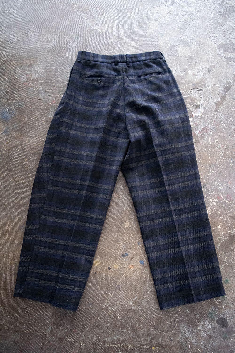 【ラスト1点】C/W Plaid Double Tuck Pants(NAVY)