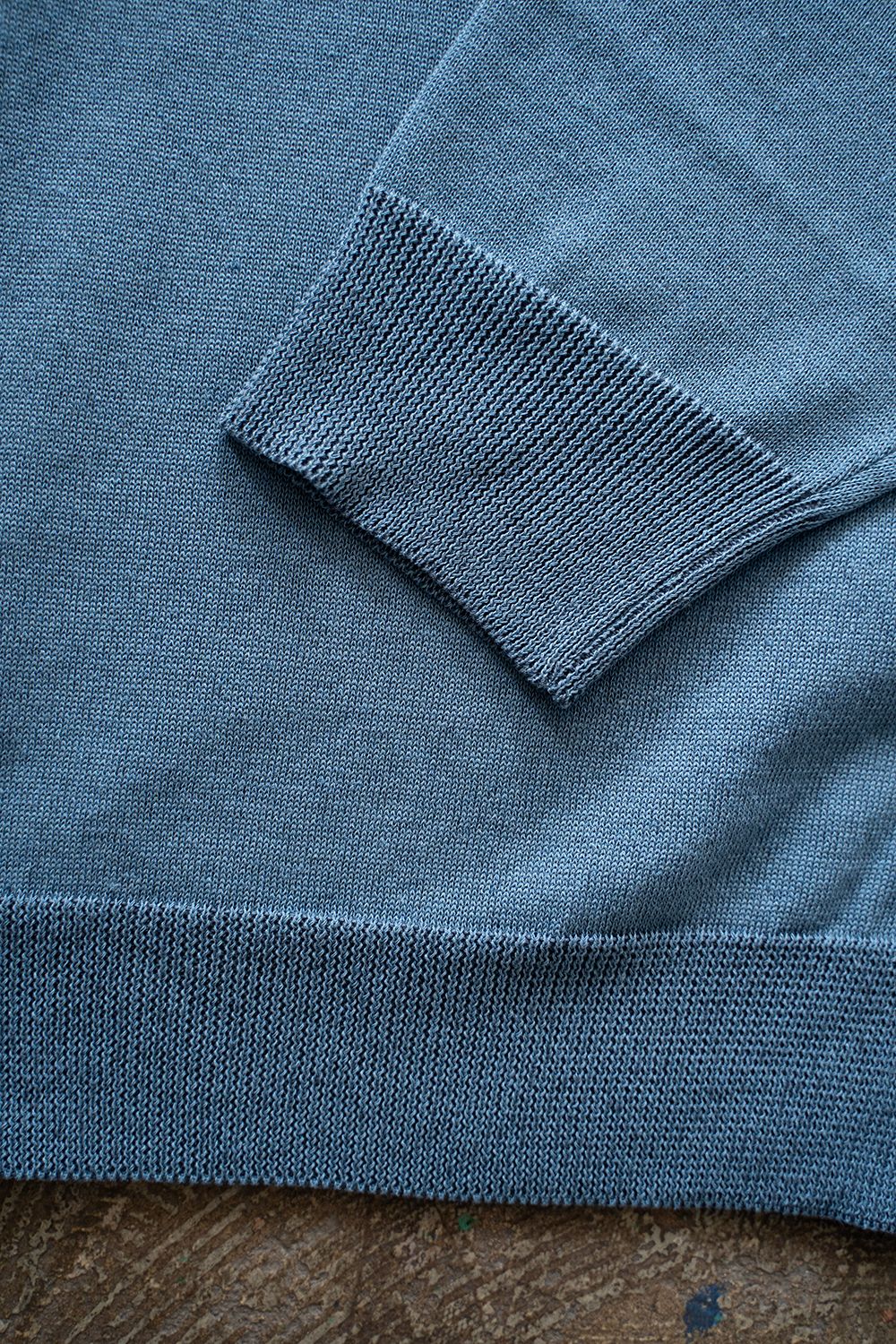 【ラスト1点】【24SS】綿×ポリエステル×リネン12Gニットカーディガン(DUSTY BLUE)