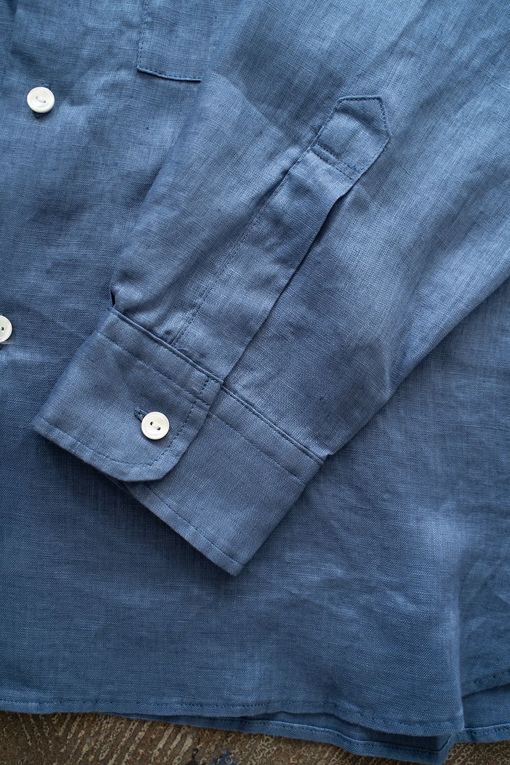 【ラスト1点】【24SS】リネンバンドカラーシャツ(BLUE)