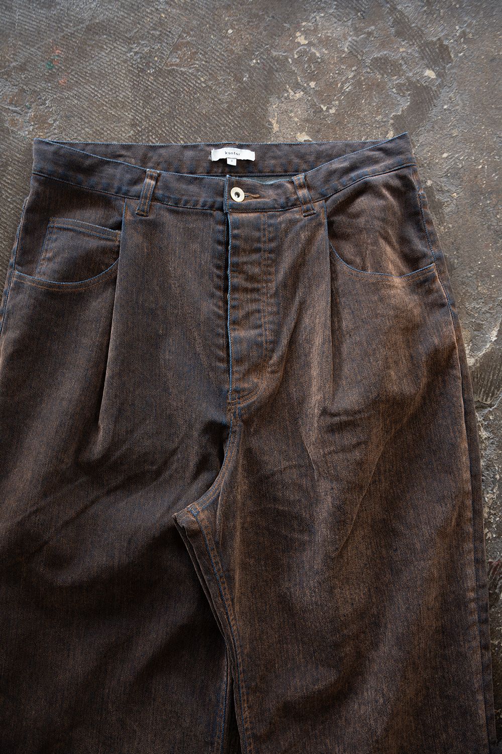 【26AW】Washed Flocked Denim Pants(FADED BROWN)