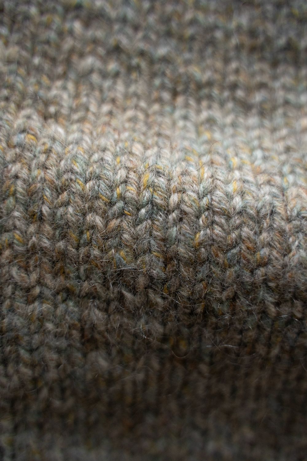 yak/lambs multi ply HAND KNITTING yoke top crew neck sweater(FOG)