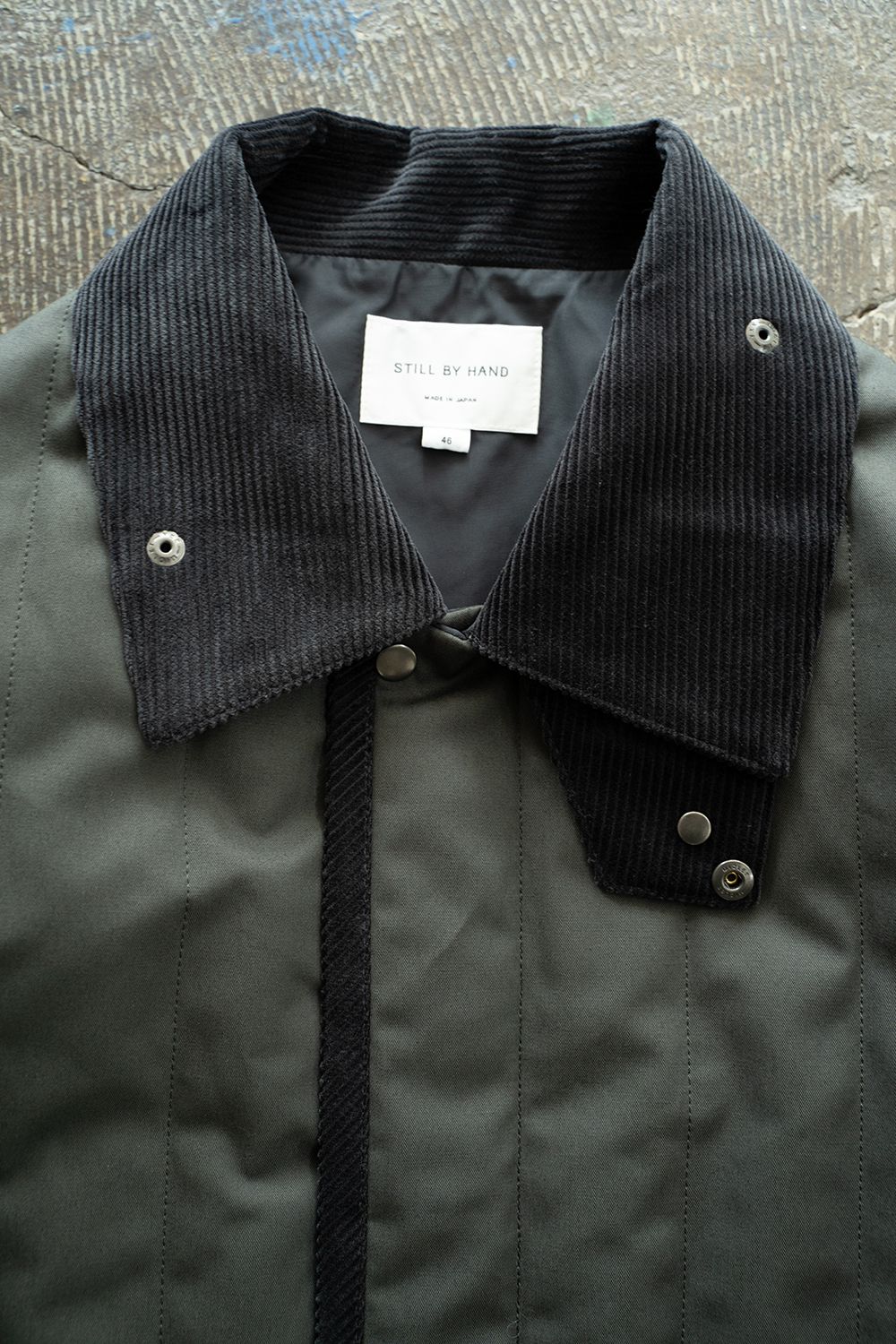 【25AW】コーデュロイ切り替えシンサレートキルティングブルゾン(GREEN CHARCOAL)