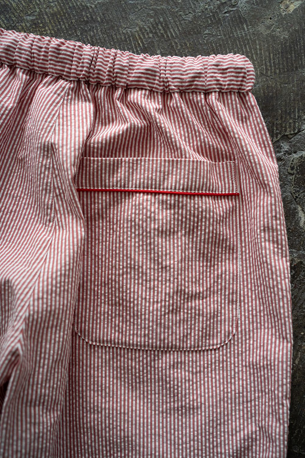【25SS】"nite game"pajama(seersucker RED STRIPE)【ユニセックス】【セットアップ】