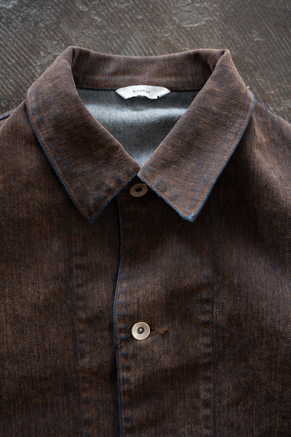 【26AW】Washed Flocked Denim Jacket(FADED BROWN)
