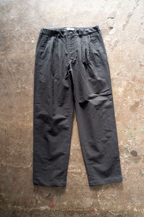 【ラスト1点】【22SS】和紙×ウール混4タックイージースラックス(INK BLACK)