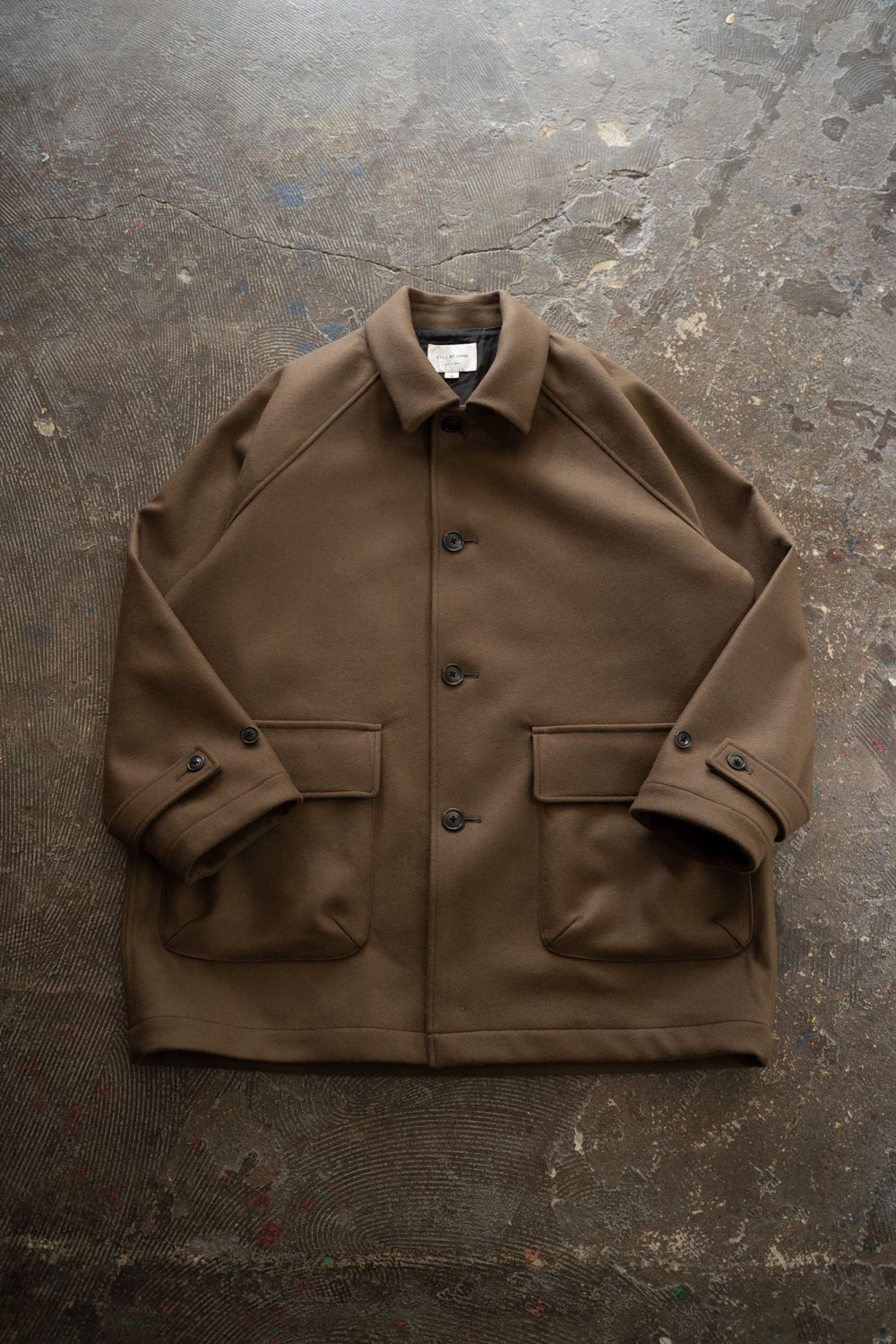 【25AW】Super110'Sメルトンステンカラーハーフコート(BROWN)