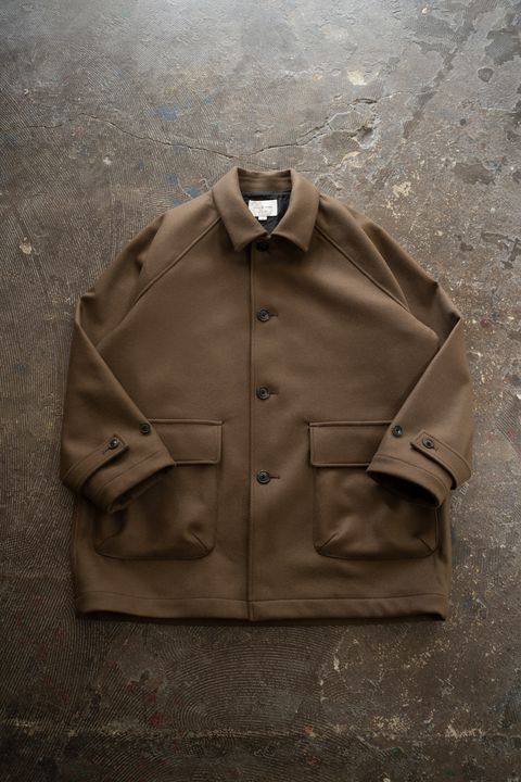 【25AW】Super110'Sメルトンステンカラーハーフコート(BROWN)