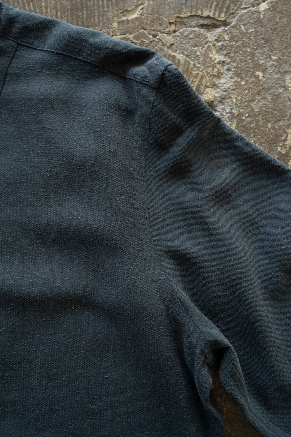 【ラスト1点】【25AW】Silk Nep Kersey Band Collar Bosom Shirt(IRON BLUE)