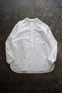【ラスト1点】【24SS】ラミー混バンドカラープルオーバーシャツ(WHITE)