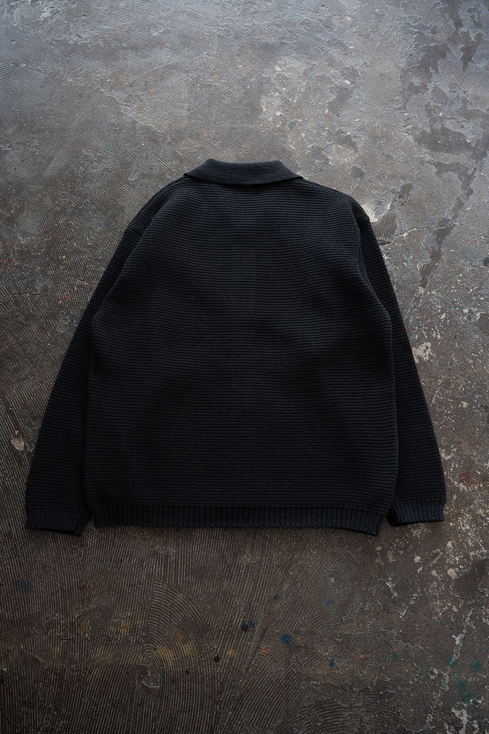 【26SS】和紙混7Gニットブルゾン(INK BLACK)