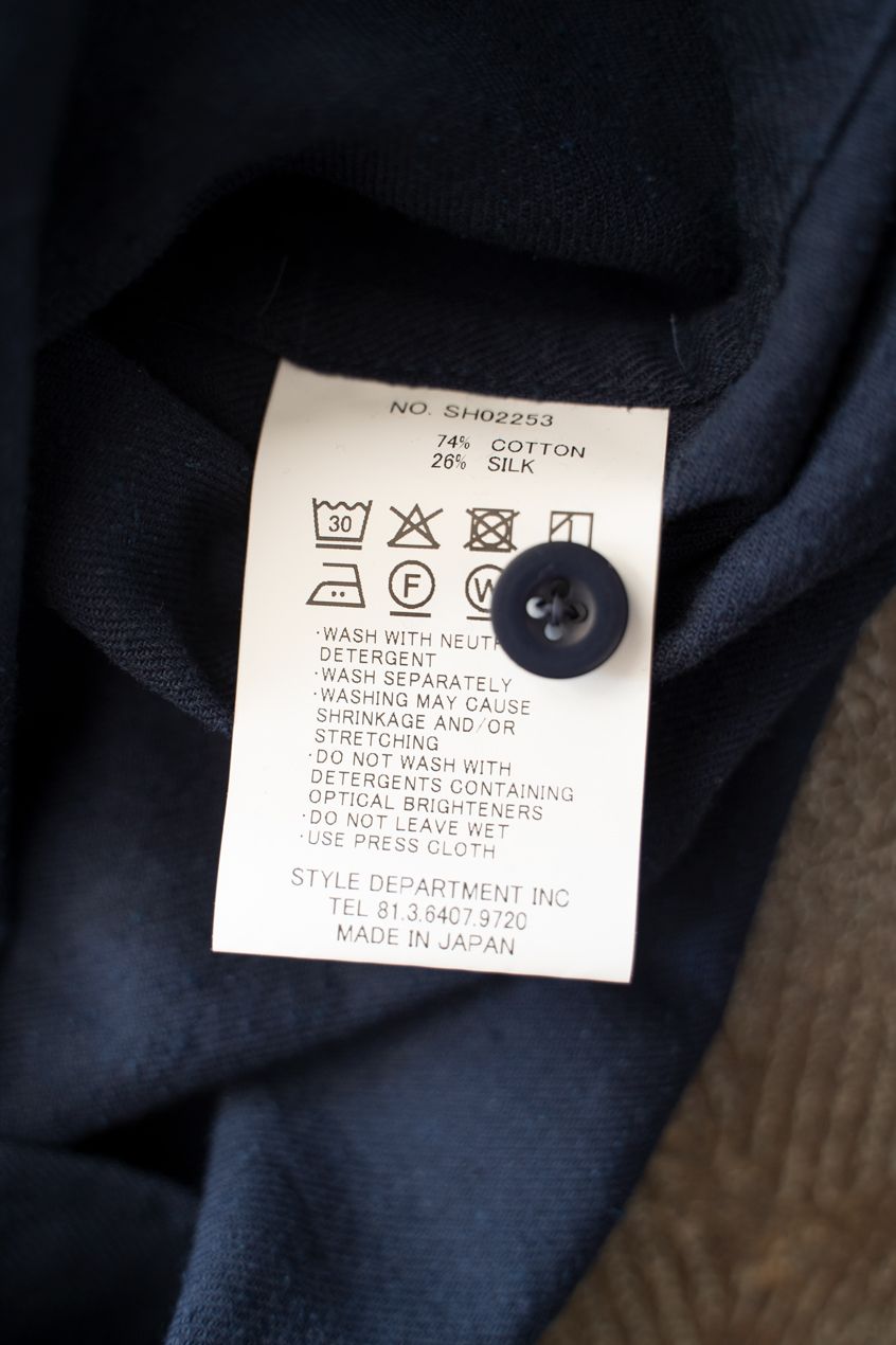 【ラスト1点】【25AW】極小襟コットン×シルクネップシャツ(DEEP BLUE)