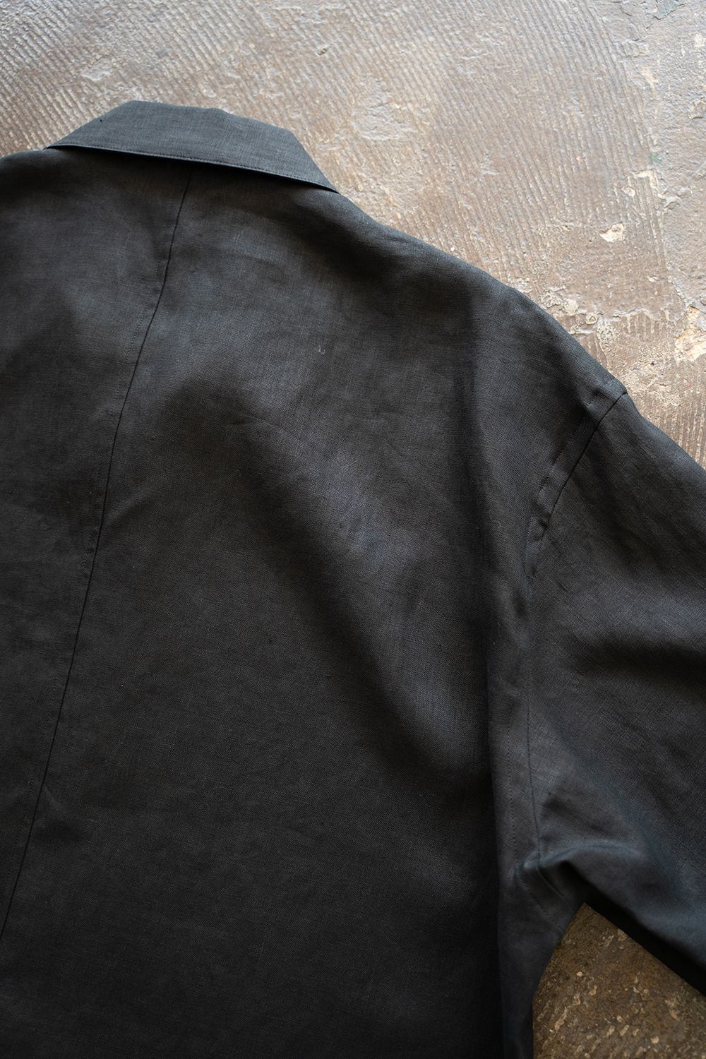 【ラスト1点】【25SS】フレンチリネンオープンカラー半袖シャツ(BLACK)