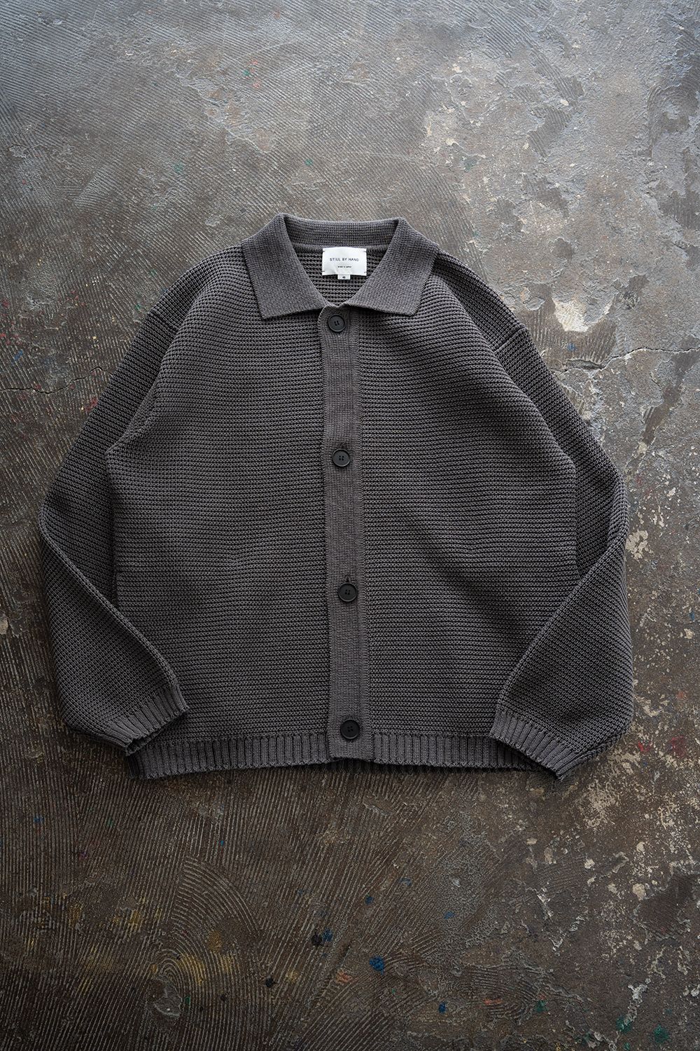 【26SS】和紙混7Gニットブルゾン(BROWN CHARCOAL)