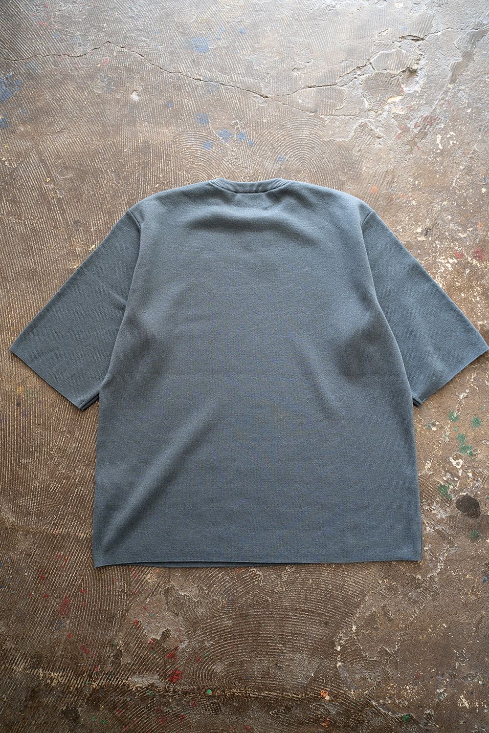 【ラスト1点】【22SS】コットンリネンシルク半袖ニットTee(BLUE GRAY)