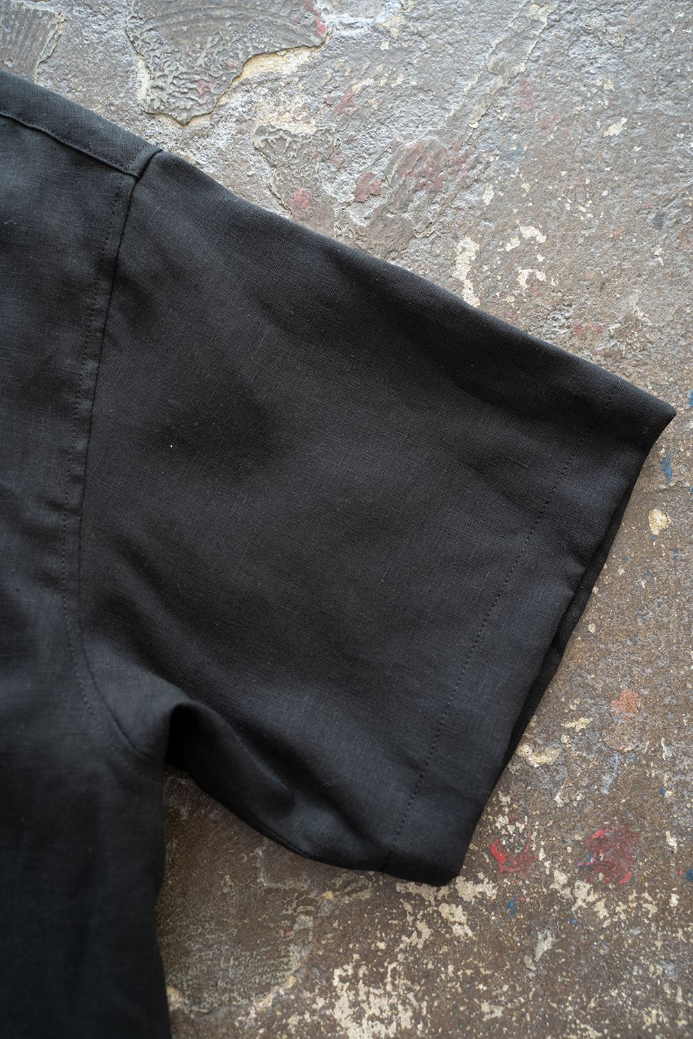 【ラスト1点】【22SS】French Linen Open Collar Shirt/フレンチリネンオープンカラーシャツ(BLACK)