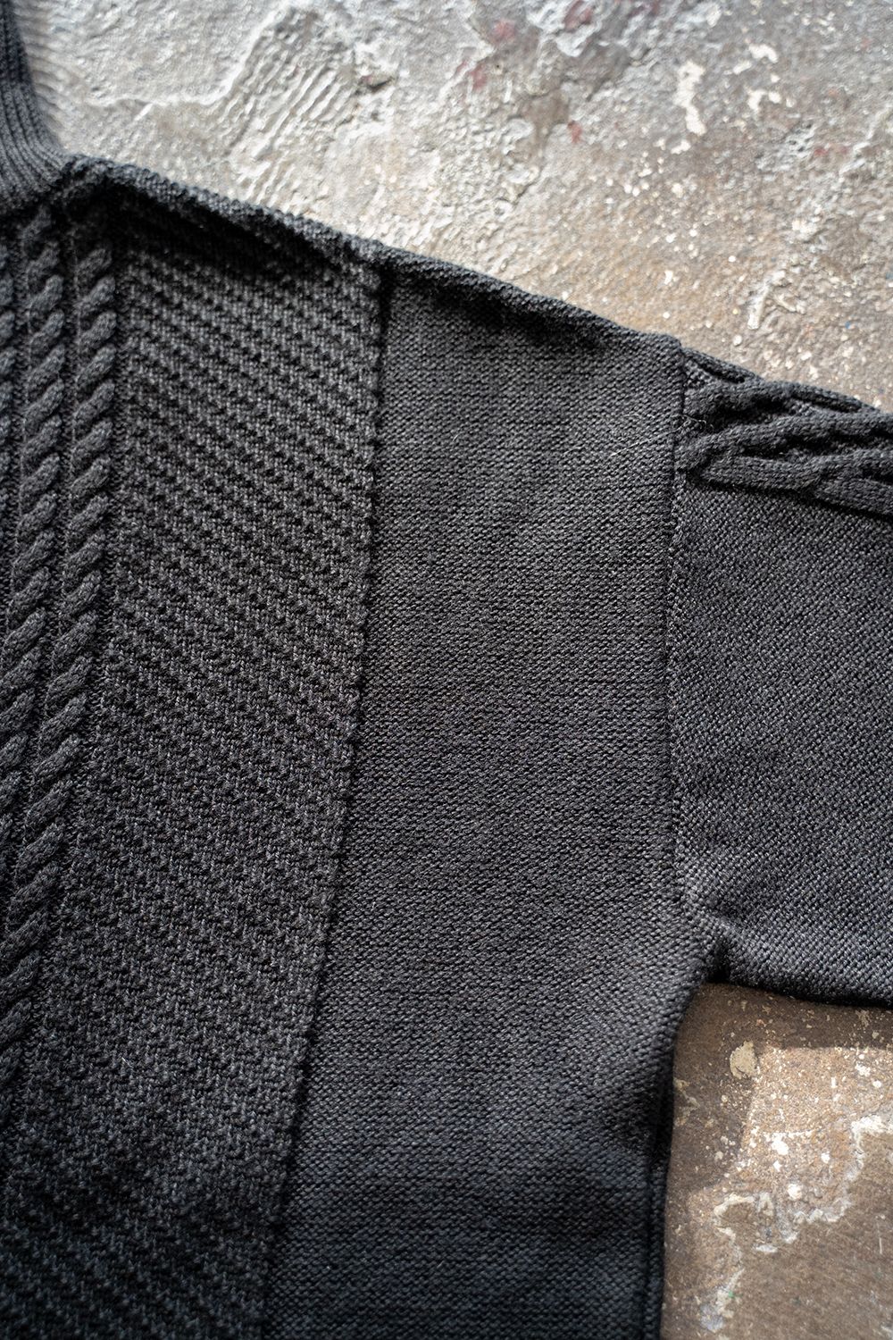 【ラスト1点】Switching Mohair Turtle Knit/モヘア切り替えタートルニット(BLACK)