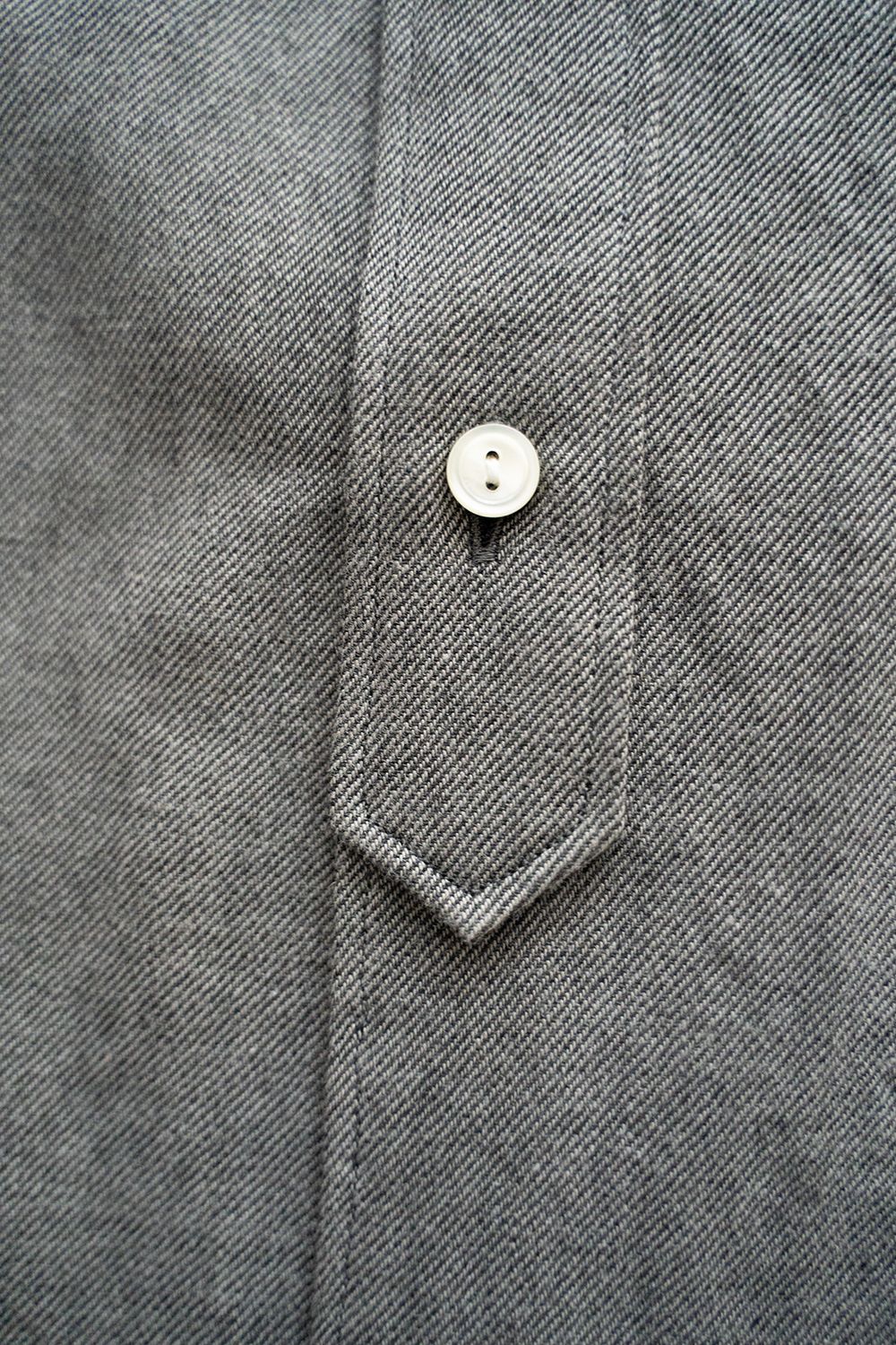 【ラスト1点】【23AW】ウール×コットンシャンブレーバンドカラーシャツ(GRAY)
