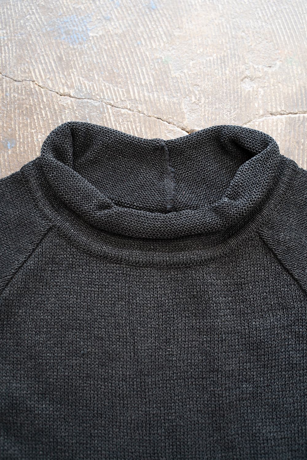 【ラスト1点】2Way Roll Neck Knit Pullover/和紙混2WAYロールネックニット(BLACK)