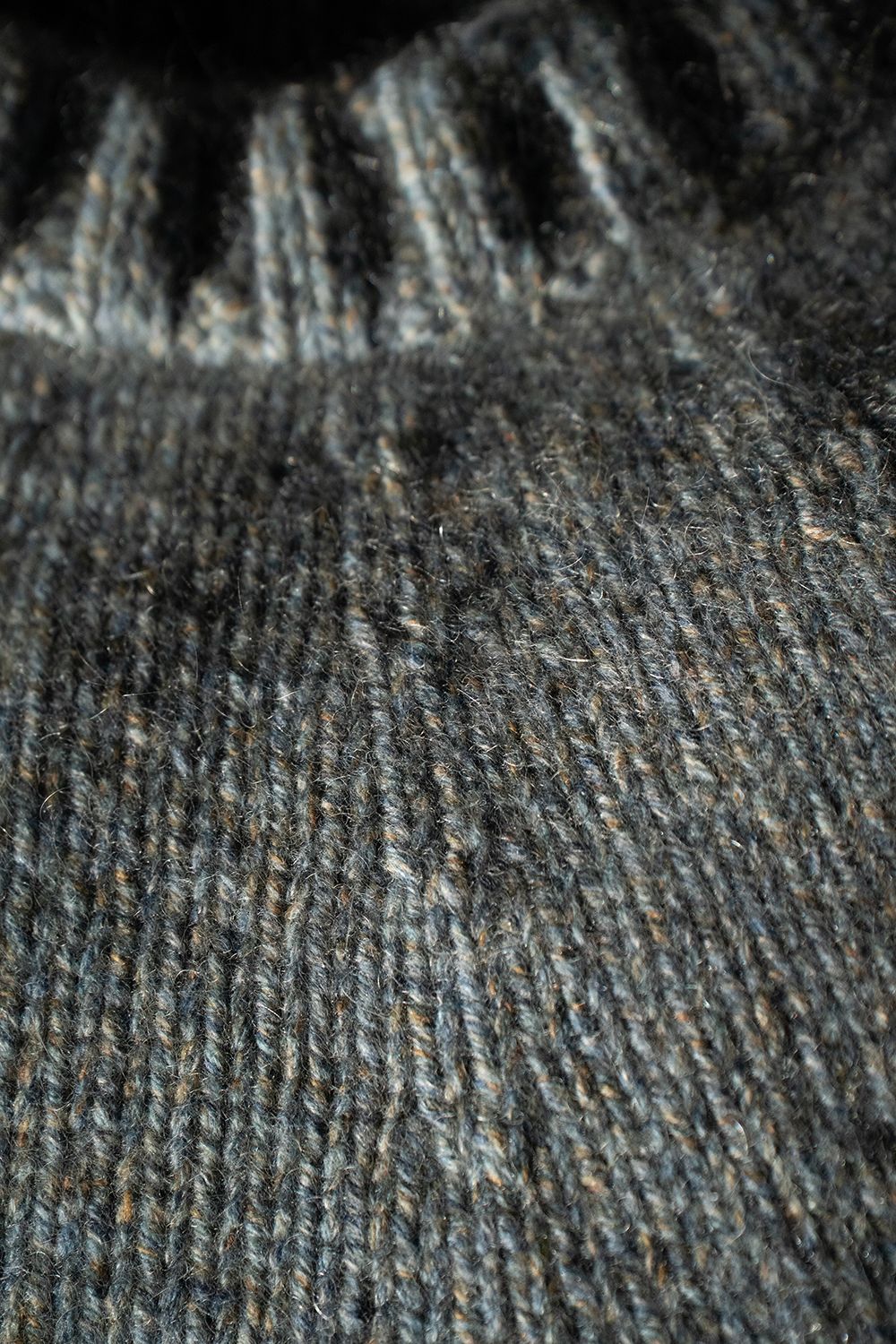 【ラスト1点】yak/lambs multi ply HAND KNITTING yoke top crew neck sweater(FADE BLUE)
