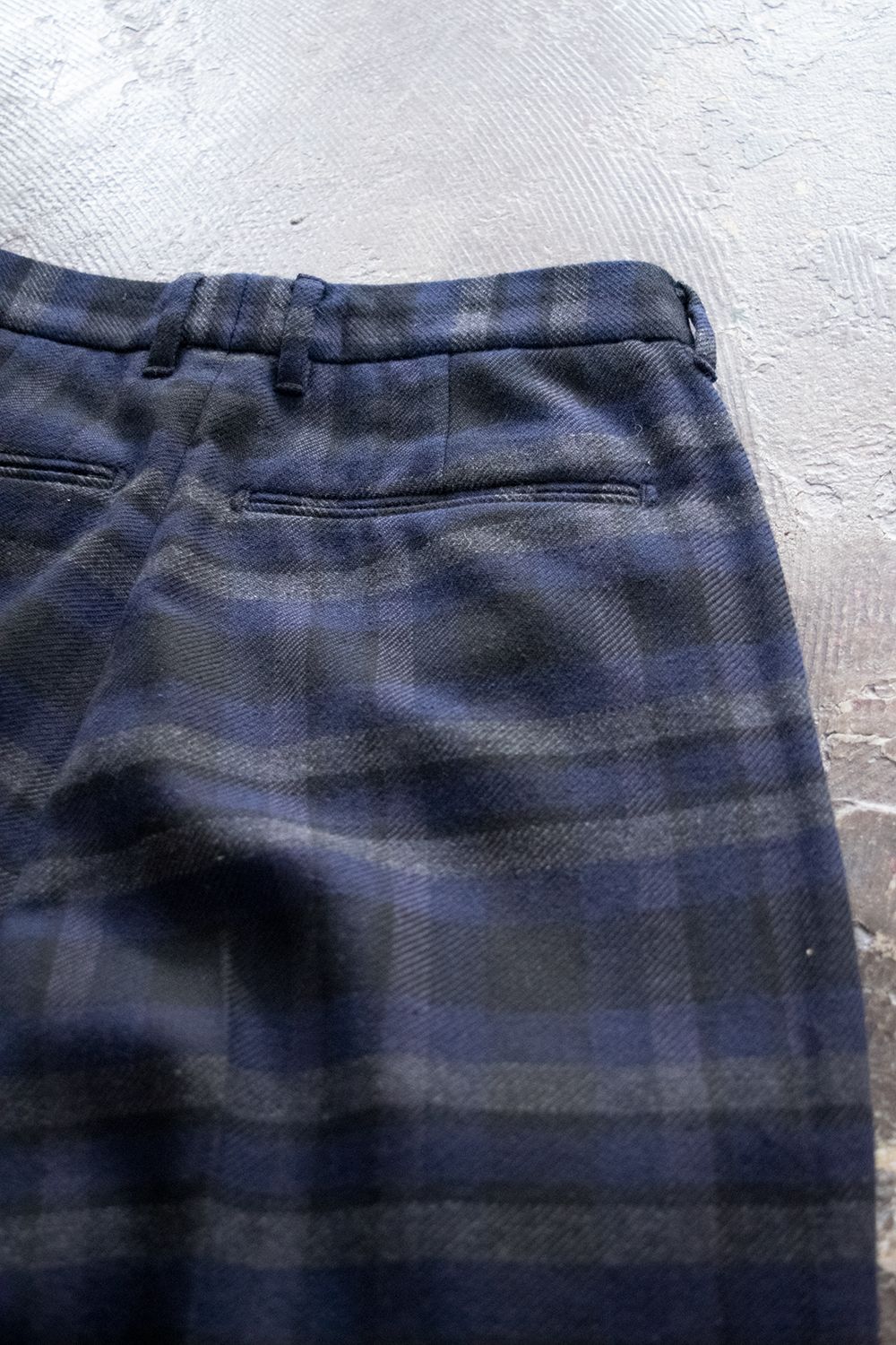 【ラスト1点】C/W Plaid Double Tuck Pants(NAVY)
