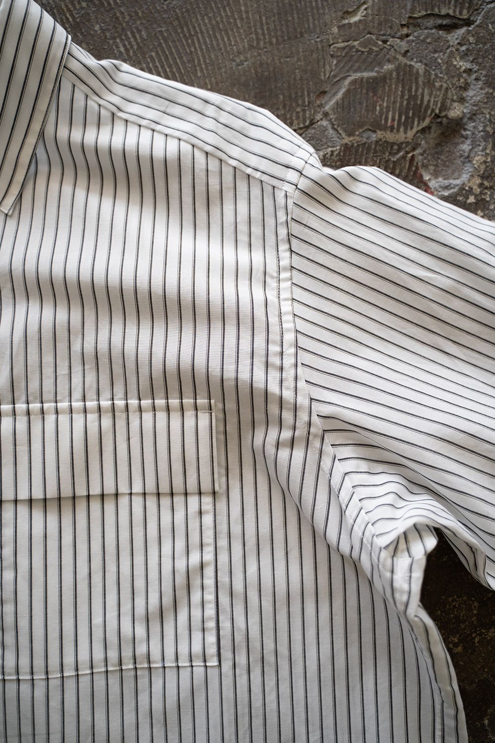 【ラスト1点】【25SS】コットン×ラミーオーバーサイズシャツ(WHITE STRIPE)