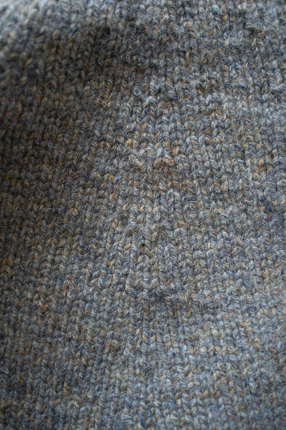 【ラスト1点】yak/lambs multi ply HAND KNITTING yoke top turtle neck sweater(FADE BLUE)