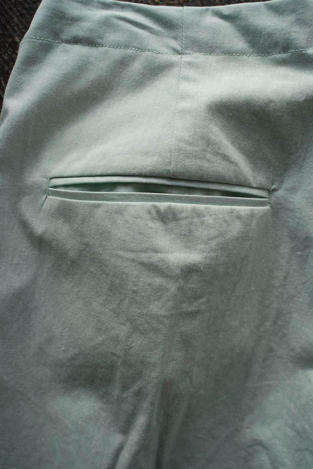 【ラスト1点】【23SS】T/C Chambray Gathered Pants/ポリエステルコットンシャンブレーギャザーパンツ(GREEN)