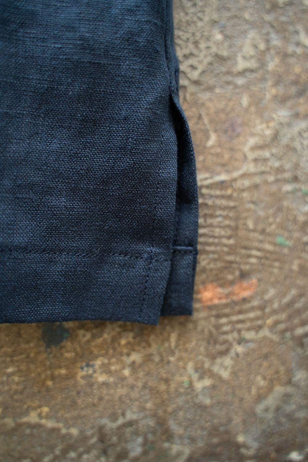 【ラスト1点】【25SS】フレンチリネンオープンカラー半袖シャツ(NAVY)