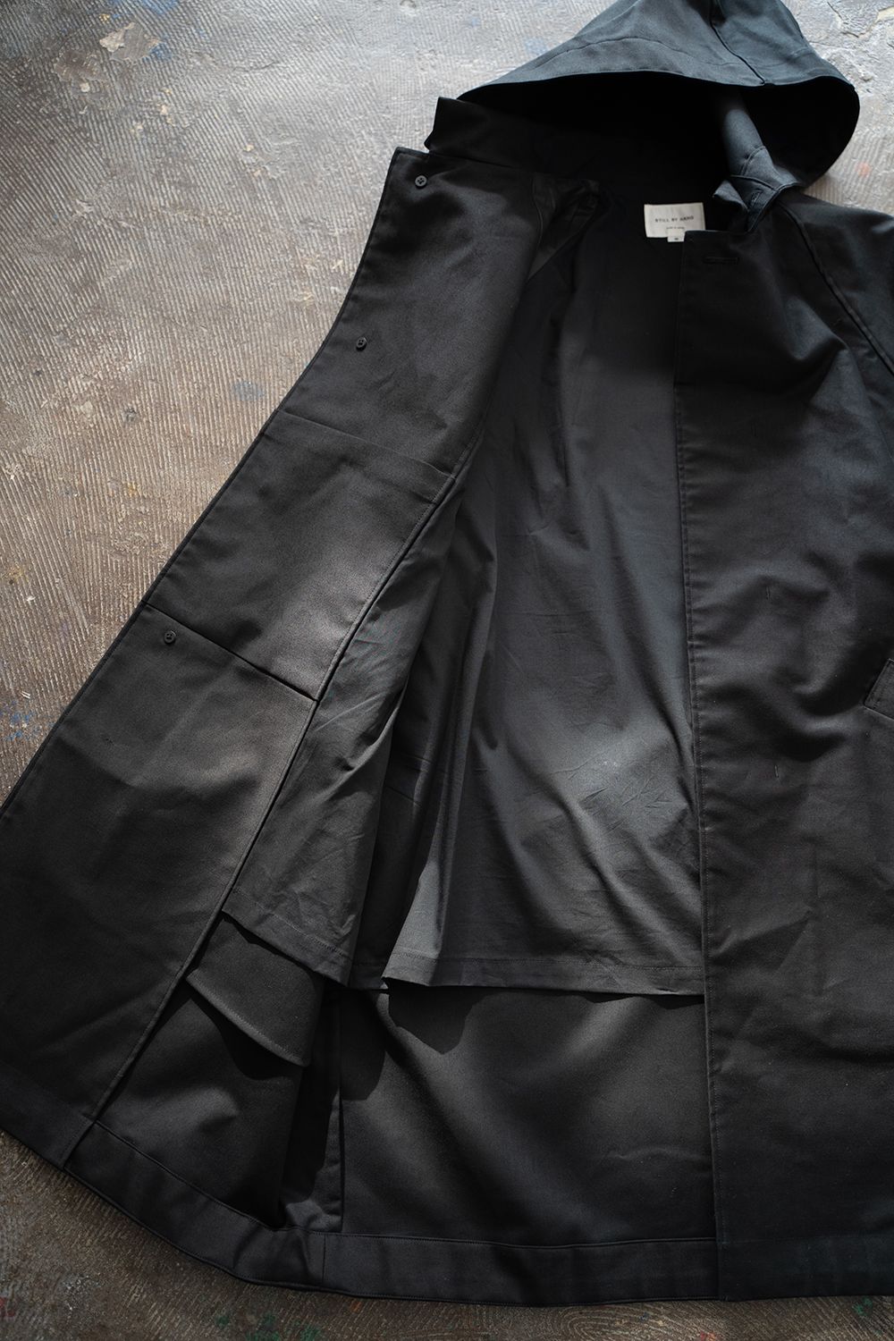 【23AW】モールスキンフード脱着コート(BLACK)