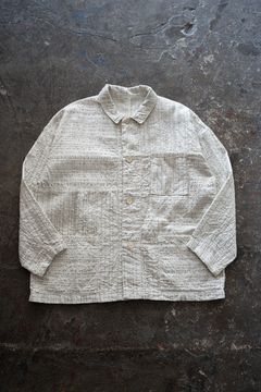 薄手刺し子織ジャケット(ベンガラ白)