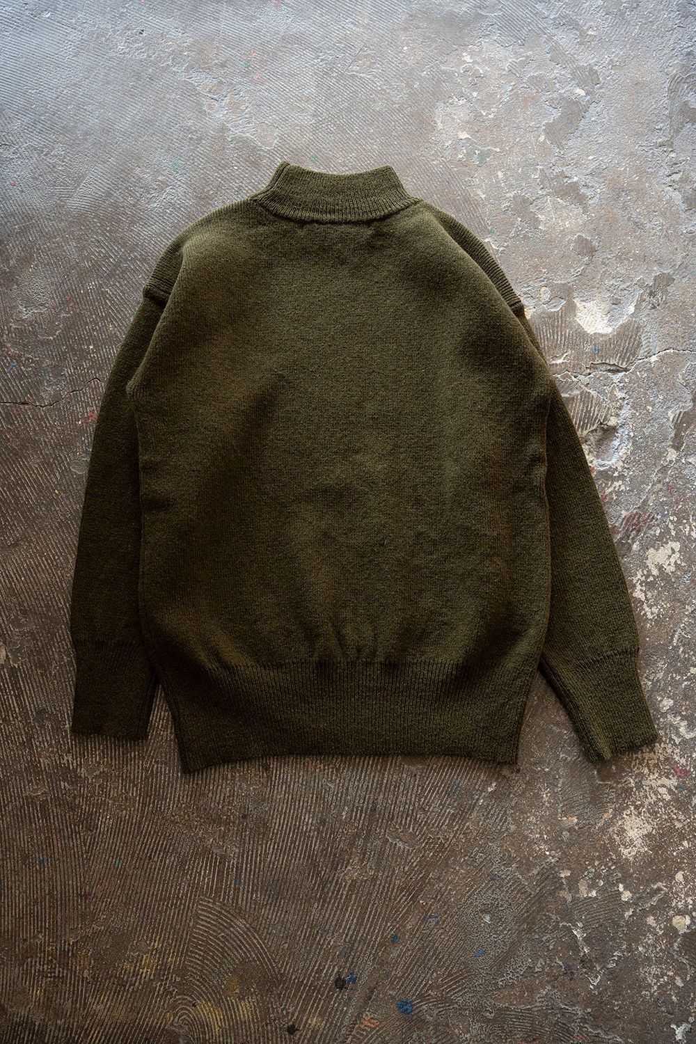 Hard twisted Shetlandwool GOB sweater(OLIVE KHAKI)