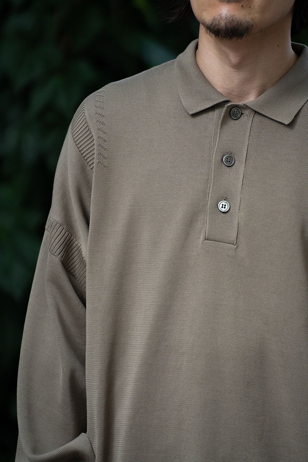 YASHIKI - Yonaga Knit Polo(GREIGE) | Salty