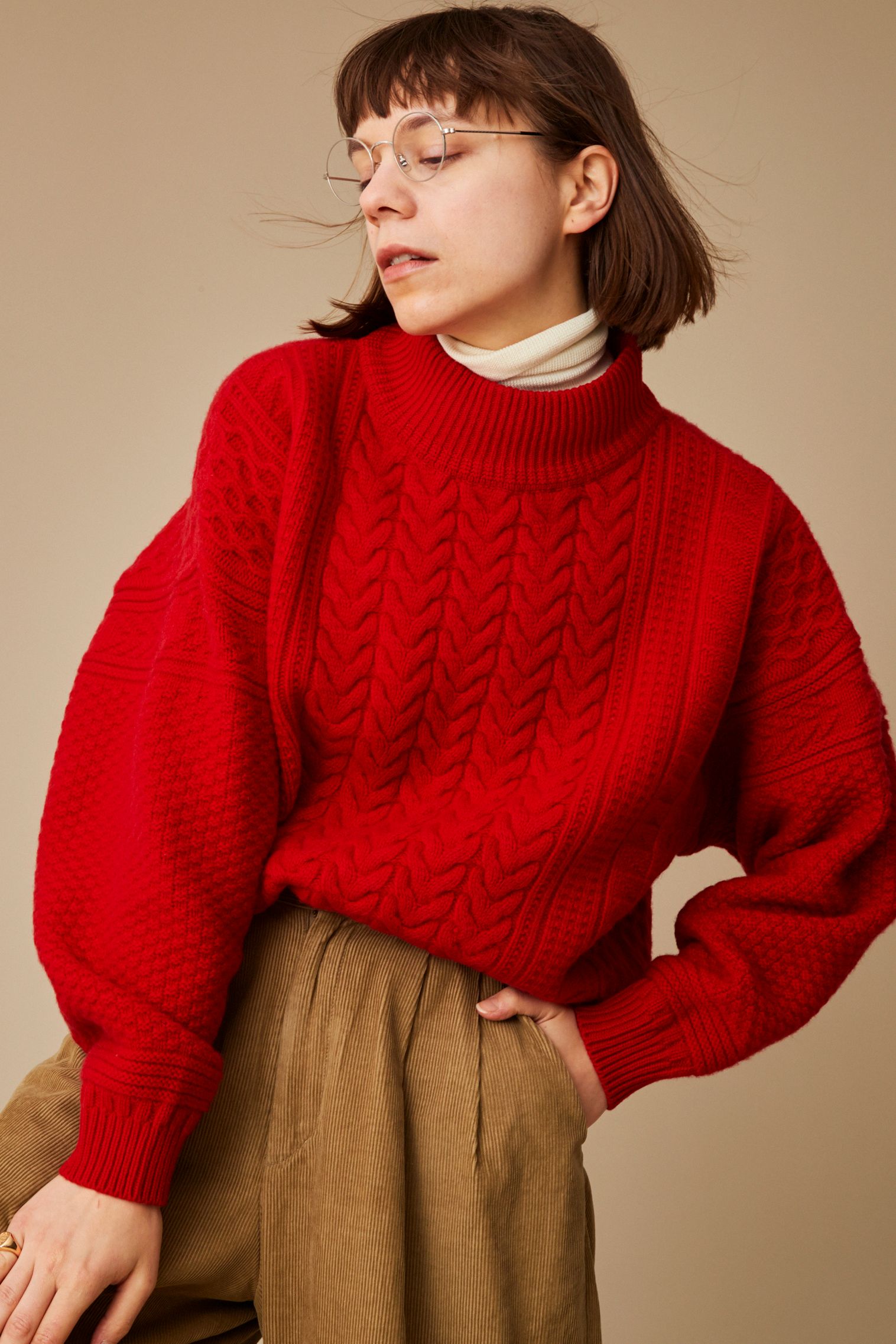 YASHIKI【20AW】Seijaku High Neck Knit(RED) | loneoakpoint.com