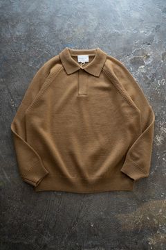 【ラスト1点】【23AW】7Gスキッパーポロニット(CAMEL)