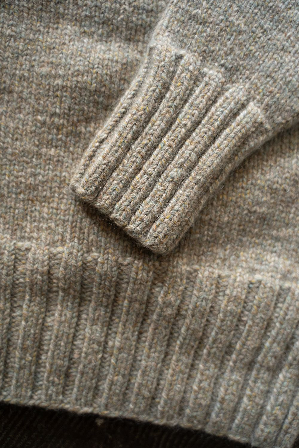 yak/lambs multi ply HAND KNITTING yoke top turtle neck sweater(FOG)